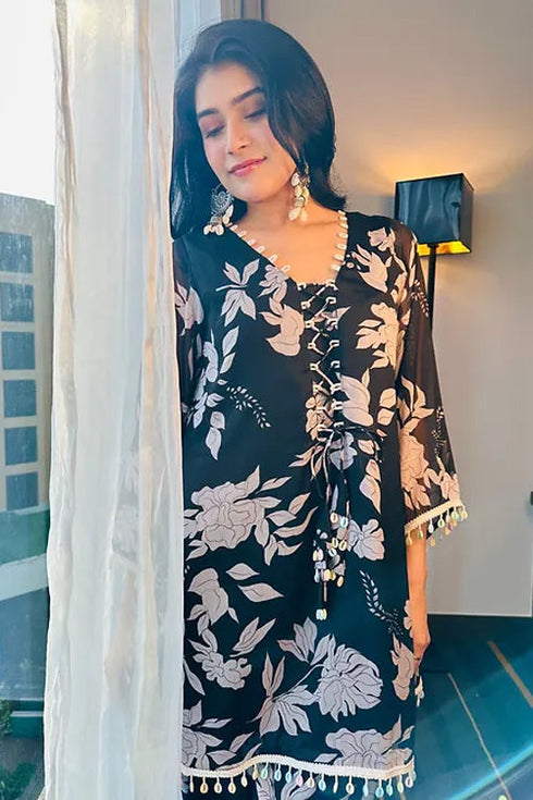 Tahira Black Floral Kurta Set